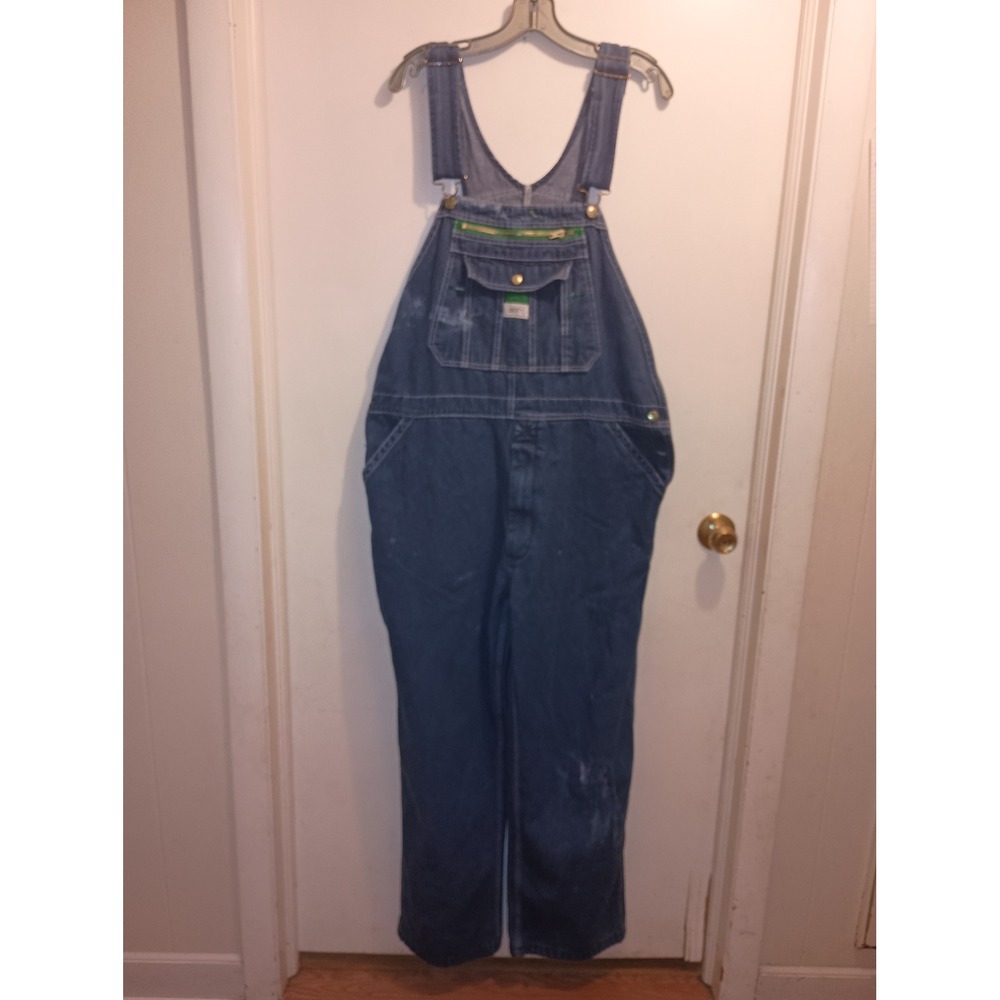 Liberty Mens Denim Bib Overalls Blue Distressed Workwear 40x30